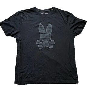 Psycho Bunny Kingston T-Shirt Mens Graphic Print Short Sleeve Size 6 Large Black